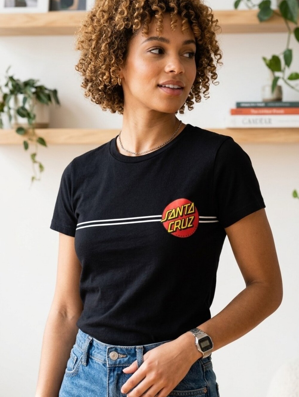 Santa Cruz Skateboards Classic Dot Logo Graphic T-Shirt Black Small